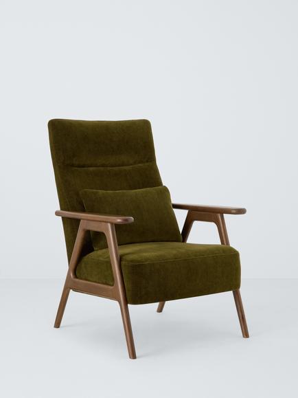 John Lewis Hendricks High Back Accent Chair, Dark Leg, Dark Khaki, Dark Khaki