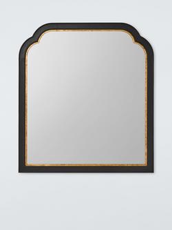 John Lewis Clipped Corner Wood Frame Overmantel Wall Mirror, 95 x 105cm, Black/Gold, Black