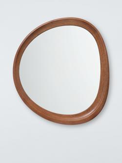 John Lewis Mid Century Circle Wood Wall Mirror, 69 x 62cm, Walnut, Walnut