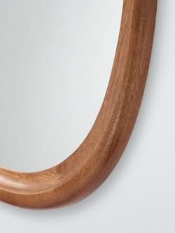 John Lewis Mid Century Circle Wood Wall Mirror, 69 x 62cm, Walnut - view 2, Walnut