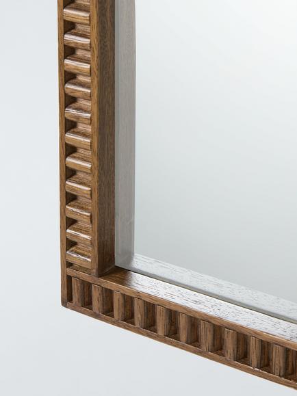 John Lewis Step Wood Frame Rectangular Wall Mirror, 70 x 50cm, Walnut - view 2, Walnut