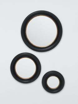 John Lewis Georgian Round Wall Mirrors, Set of 3, Black/Gold, Black