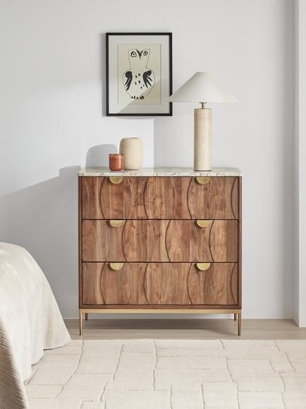 John Lewis Athena 3 Drawer Chest, Café - view 2, Dark Natural