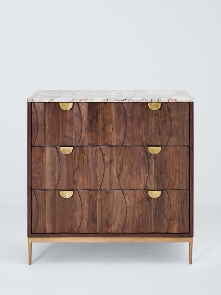 John Lewis Athena 3 Drawer Chest, Café - view 2, Dark Natural