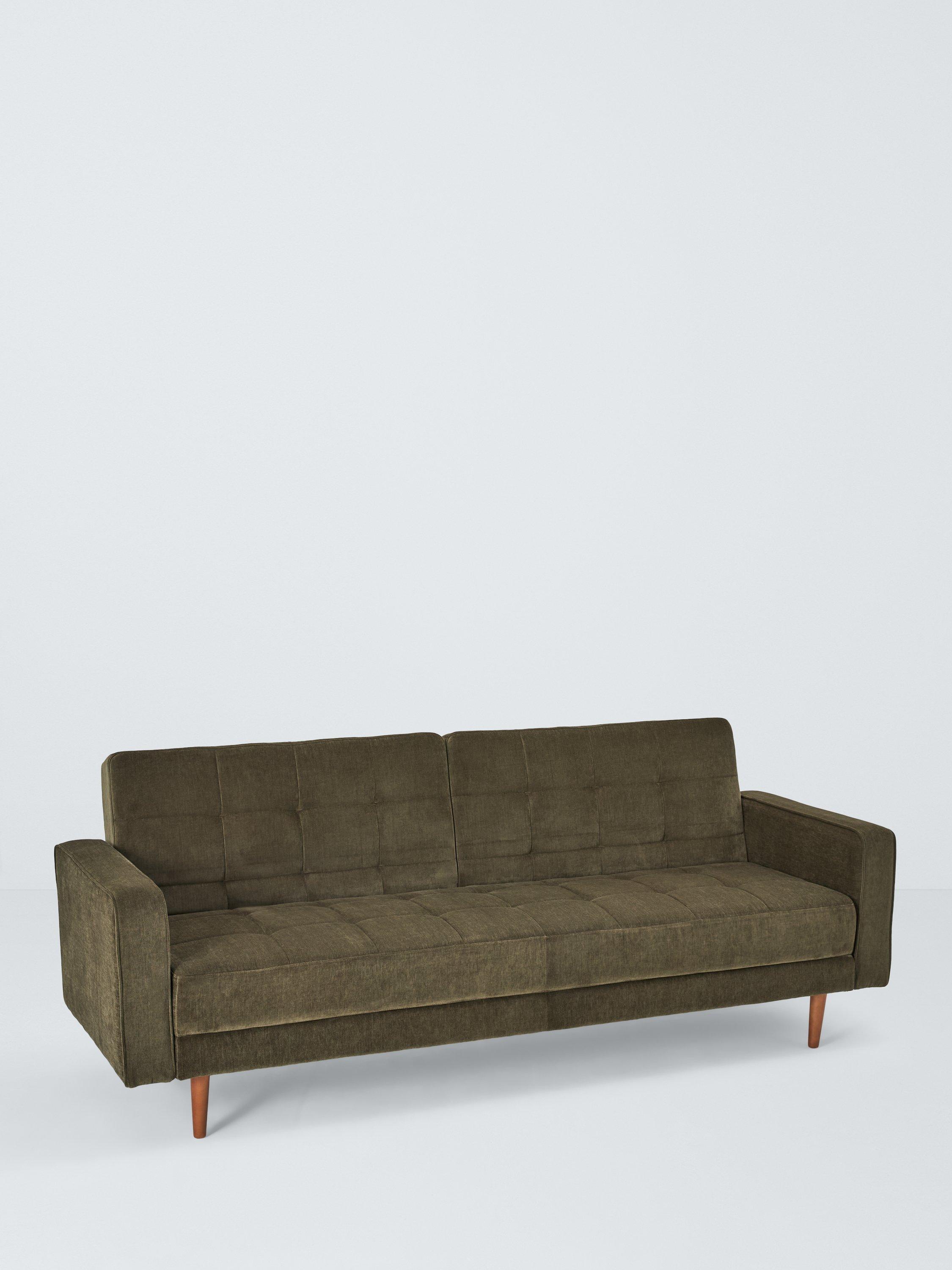 Quilted Range, John Lewis Quilted Large 3 Seater Sofa Bed, Dark Leg, Green Chenille
