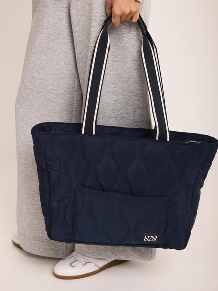 Mint Velvet Jamie Heavy Quilted Tote Bag, Blue - view 2, Blue
