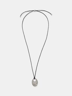 Mint Velvet Rope Oval Longline Pendant Necklace, Silver, Silver