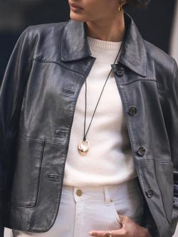 Mint Velvet Rope Oval Longline Pendant Necklace, Silver - view 2, Silver