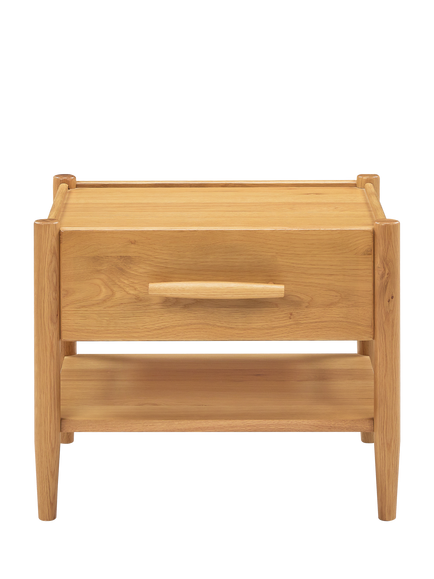 John Lewis Juniper 1 Drawer Bedside Table, Natural Oak - view 2, Natural Oak