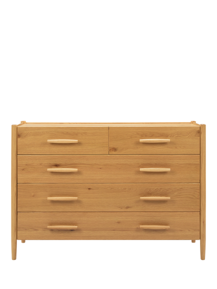 John Lewis Juniper 5 Drawer Chest, Natural Oak - view 2, Natural Oak
