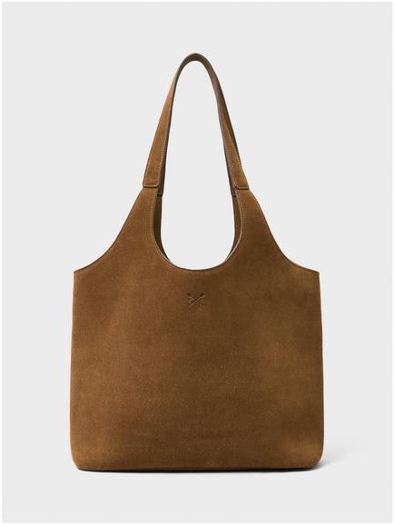 Crew Clothing Leather Shoulder Bucket Bag, Tan, Tan