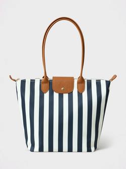Crew Clothing Striped Tote Bag, Navy Blue, Navy Blue