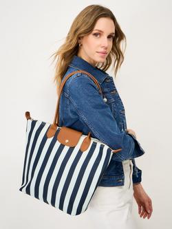 Crew Clothing Striped Tote Bag, Navy Blue - view 2, Navy Blue