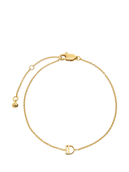 Monica Vinader Art Deco Initial Chain Bracelet, Gold, Gold