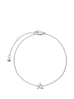 Monica Vinader Art Deco Initial Chain Bracelet, Silver, Silver