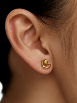 Monica Vinader Infinity Heart Small Stud Earrings, Gold - view 2, 