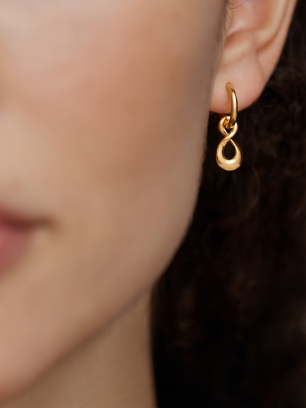 Monica Vinader Infinity Drop Huggie Hoop Earrings, Gold - view 2, 