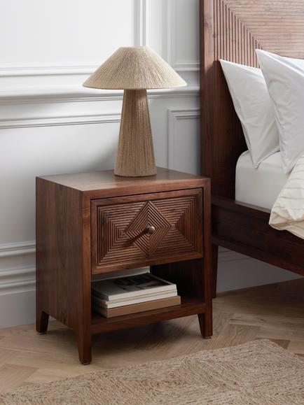 John Lewis Padmina 1 Drawer Bedside Table, FSC-Certified (Acacia Wood), Café - view 2, Café