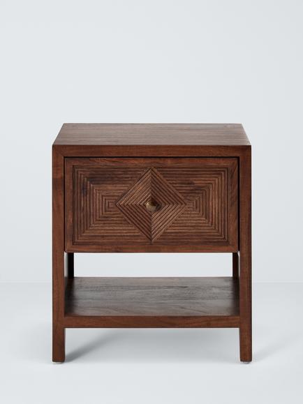 John Lewis Padmina 1 Drawer Bedside Table, FSC-Certified (Acacia Wood), Café - view 2, Café