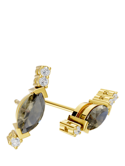 DPT Antwerp Quartz and Diamond Stud Earrings, Yellow Gold Plated, Yellow Gold Plated