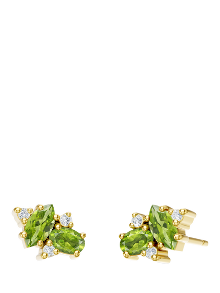 DPT Antwerp Peridot and Diamond Stud Earrings, Yellow Gold Plated, Yellow Gold Plated
