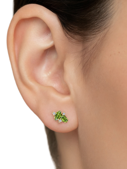 DPT Antwerp Peridot and Diamond Stud Earrings, Yellow Gold Plated - view 2, Yellow Gold Plated