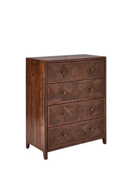 John Lewis Padmina 5 Drawer Chest, FSC-Certified (Acacia Wood), Dark Stained Wood, Dark Stained Wood