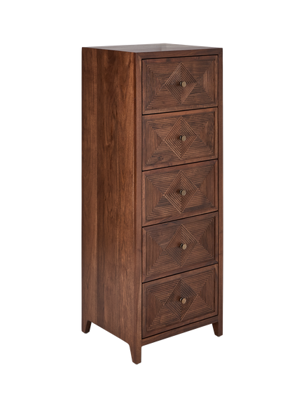 John Lewis Padmina 5 Drawer Tallboy Chest, FSC-Certified (Acacia Wood), Dark Stained Wood, Dark Stained Wood