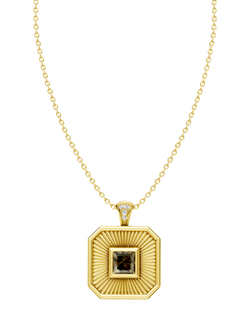 DPT Antwerp Quartz and Diamond Octagonal Pendant Necklace, Yellow Gold Plated, Yellow Gold Plated