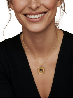DPT Antwerp Quartz and Diamond Octagonal Pendant Necklace, Yellow Gold Plated - view 2, Yellow Gold Plated