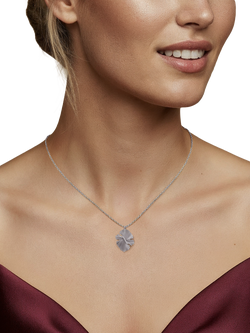 DPT Antwerp Diamond Fan Pendant Necklace, White Plated - view 2, White Plated