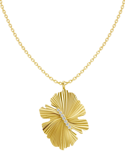 DPT Antwerp Diamond Fan Pendant Necklace, Yellow Gold Plated, Yellow Gold Plated