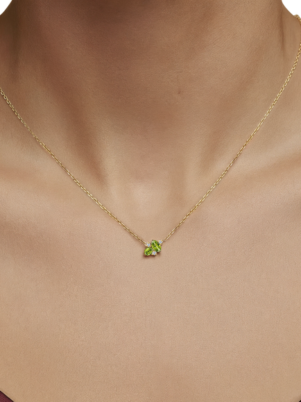 DPT Antwerp Peridot and Diamond Pendant Necklace, Yellow Gold Plated - view 2, Yellow Gold Plated