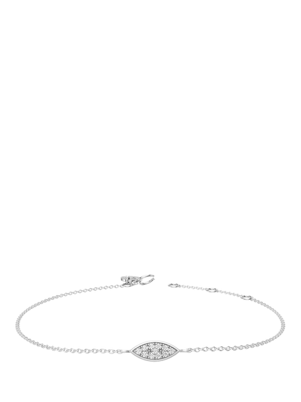 DPT Antwerp Diamond Marquise Chain Bracelet, White Plated, White Plated