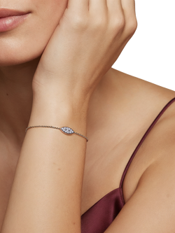DPT Antwerp Diamond Marquise Chain Bracelet, White Plated - view 2, White Plated