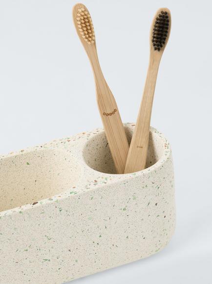 John Lewis Fleck Toothbrush Holder, White/Multi - view 2, White / Multi