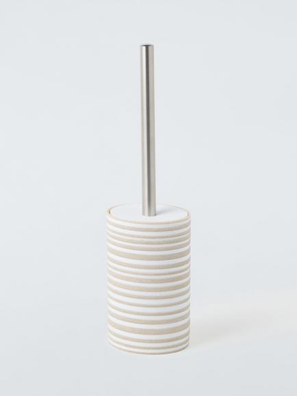 John Lewis Cove Toilet Brush and Holder, White/Beige, White / Beige