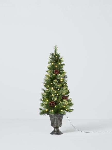 John Lewis Footed Urn Pre-Lit Christmas Tree, 4.5ft, Green, Green