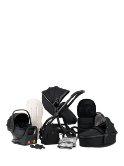 egg3 Pushchair, Carrycot & Accessories with egg Shell 360 Pro Car Seat & Base Luxury Bundle, Panther, Panther