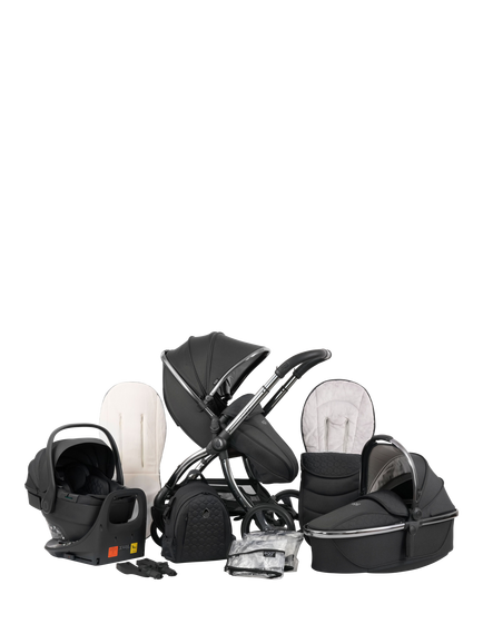 egg3 Pushchair, Carrycot & Accessories with egg Shell 360 Pro Car Seat & Base Luxury Bundle, Sage, Sage