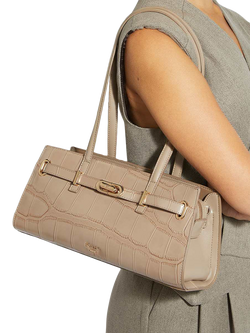 Dune London Depend Leather Shoulder Bag, Mid Grey - view 2, Mid Grey