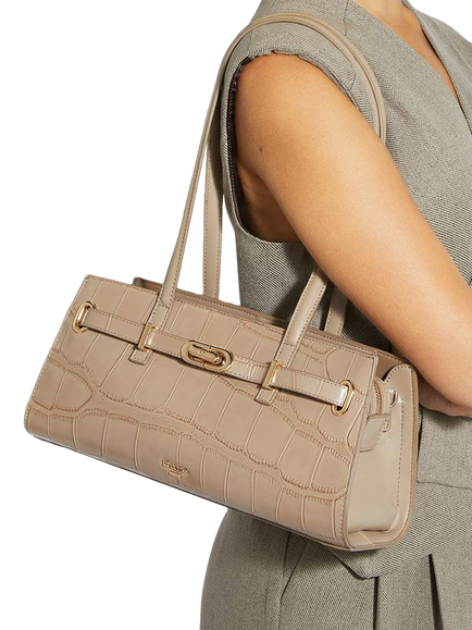 Dune London Depend Leather Shoulder Bag, Mid Grey - view 2, Mid Grey