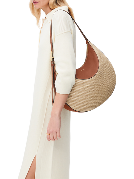 Radley Bliss Crescent Raffia Shoulder Bag, Cognac - view 2, Cognac