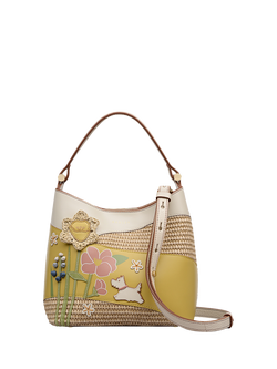 Radley Spring Blooms Leather and Raffia Picture Tote Bag, Multi, Multi