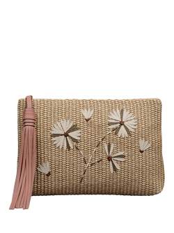 Radley Picton Place Leather and Raffia Pouch, Natural/Multi, Natural/Multi