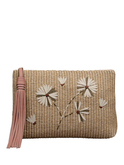 Radley Picton Place Leather and Raffia Pouch, Natural/Multi, Natural/Multi
