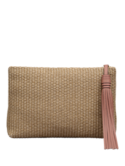 Radley Picton Place Leather and Raffia Pouch, Natural/Multi - view 2, Natural/Multi