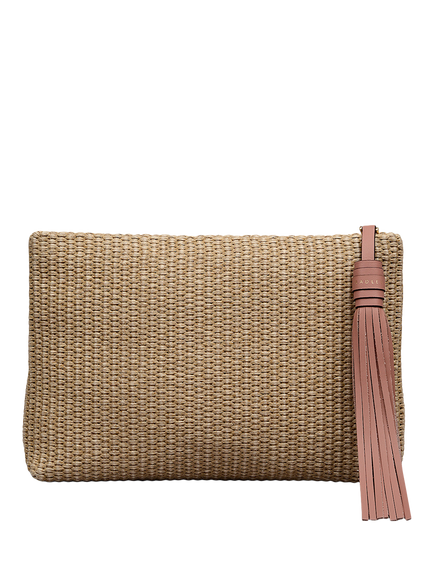 Radley Picton Place Leather and Raffia Pouch, Natural/Multi - view 2, Natural/Multi