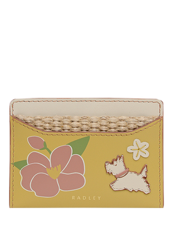 Radley Spring Blooms Leather and Raffia Card Holder, Multi, Multi