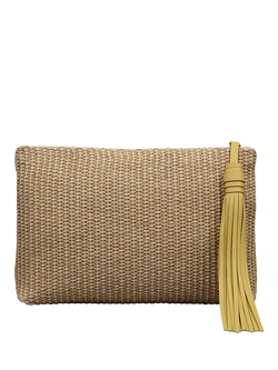 Radley Spring Blooms Leather and Raffia Pouch, Natural/Multi - view 2, Natural/Multi